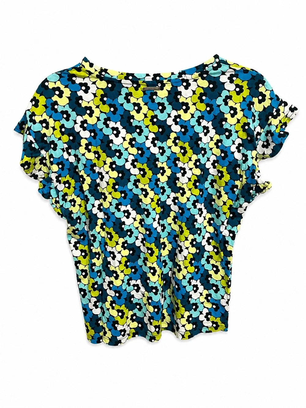 Michael Kors Blue, Teal & Lime Floral Short Sleeve Tee 💙💚🌸💙🌸💚Large